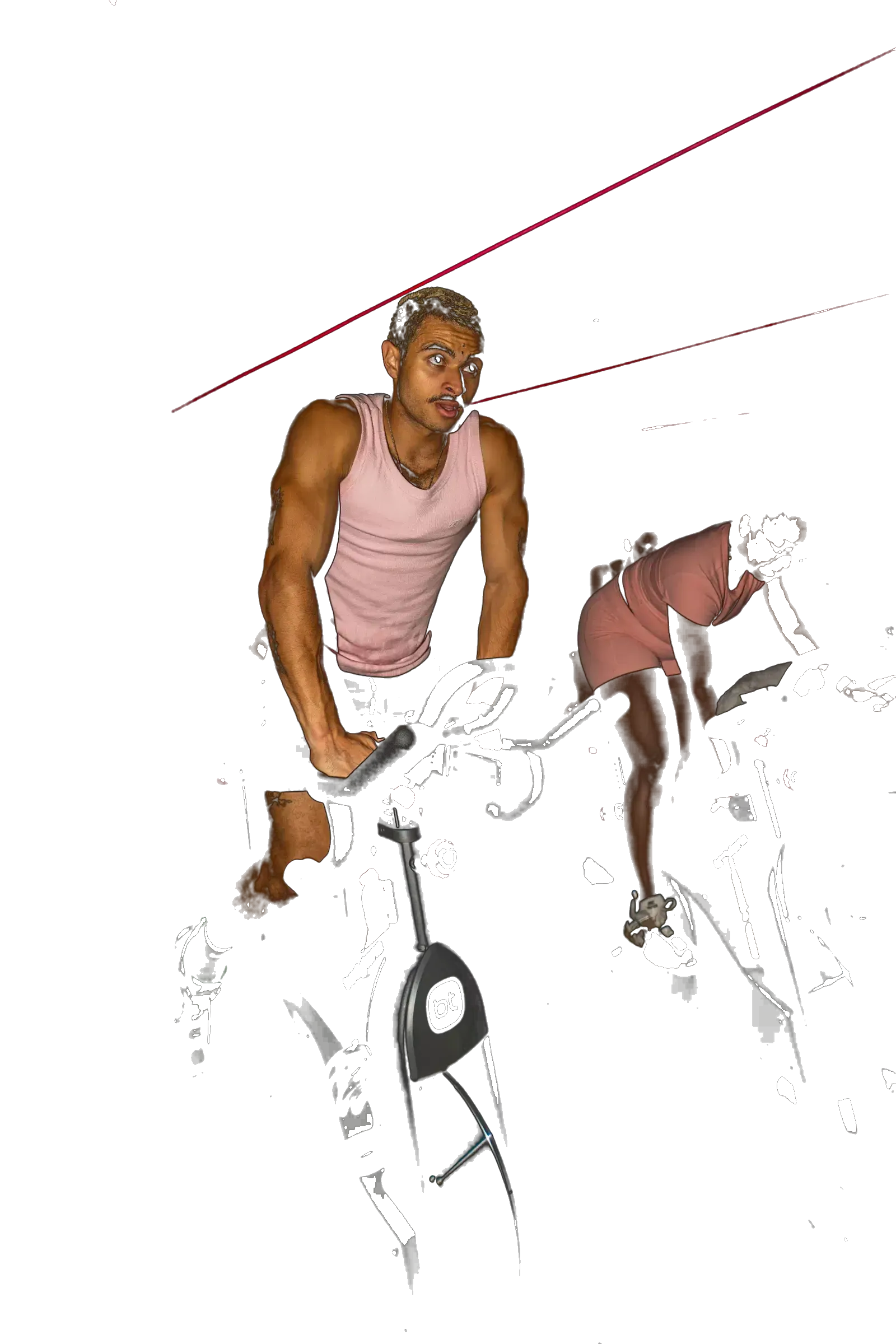 Un participant en effort sur son vélo pendant un cours au studio toulousain